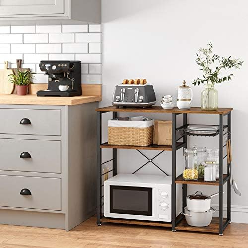 VASAGLE Kitchen Baker’s Rack, Steel Frame, Wire Basket, 6 Hooks - Image 5