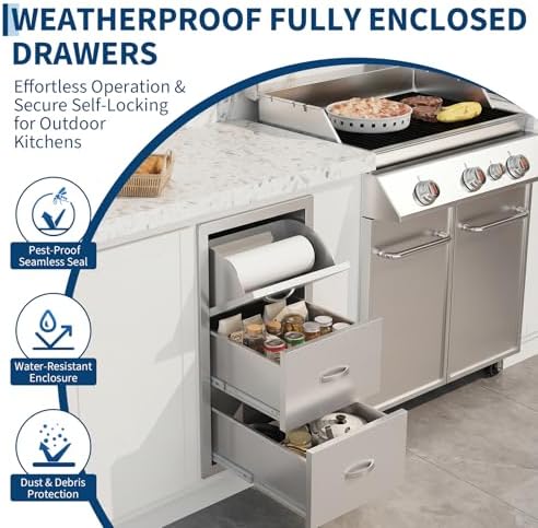 Garvee Outdoor Kitchen Drawers 17"Wx21"Dx30"H, Flush Mount Access BBQ Drawers with full Stainless Steel,Weatherproof & Rust-Resistant,for Outdoor Kitchen Island, Patio Grilling Tools & Spices - Image 7