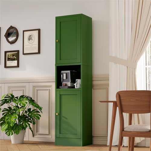 YAUWOH 2-Door Metal Storage Cabinet, Tall Slim Pantry Organizer with 3 Adjustable Shelves (120LBS/Shelf), Anti-Tipping Waterproof Cabinet for Bathroom/Kitchen/Home Office/Small Spaces,(1PC,Green) - Image 5
