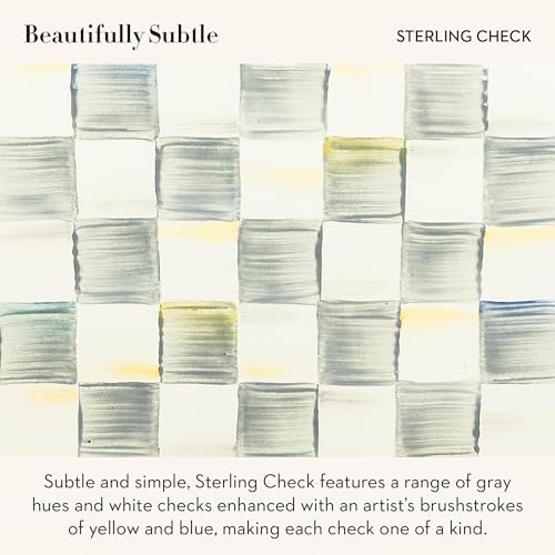 MACKENZIE-CHILDS Pedestal Platter, Mini, Gray-and-White Sterling Check - Image 3