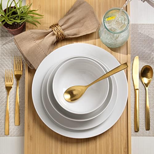 Euro Ceramica Essential Collection Porcelain Dinnerware and Serveware, 16 Piece Dinnerware Set, Service for 4, Classic White - Image 6