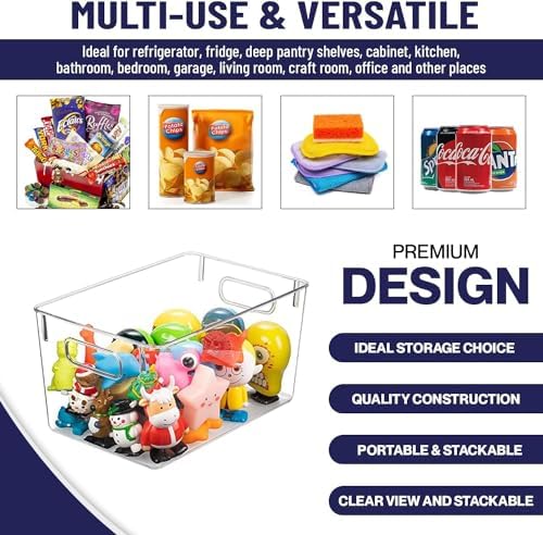 Clear Plastic Storage Bins, Pantry Organizers and Storage Containers Fridge Organizer Bins for Organizing Kitchen Cabinet Organizer Bin Bathroom Freezer Refrigerator Organization - Image 5