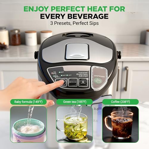 NutriChef Electric Water Boiler and Warmer - 3L/3.17 Qt Stainless Steel Electric Hot Water Dispenser w/Rotating Base, Auto Shut Off, Safety Lock, Instant Heating for Coffee & Tea (NCHUB13) - Image 5