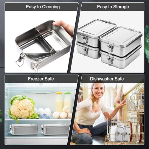 Umigy Stainless Steel Food Containers, 1200ml, Divided, 1 Pcs - Image 5