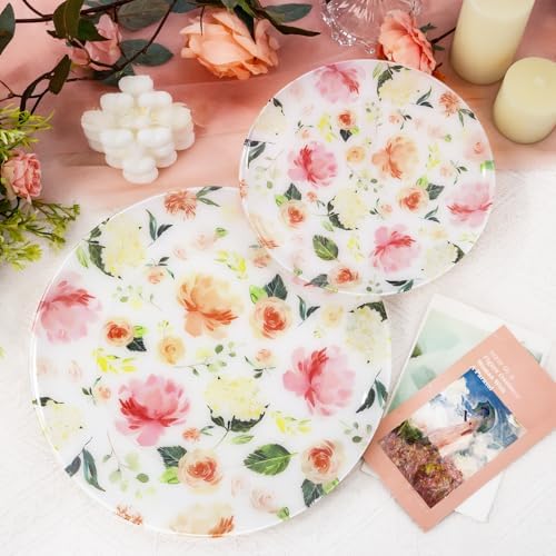 60 PCS Floral Plastic Plates - Pink Disposable Decorative Plates Include 30 Dinner Plate, 30 Dessert Plate for Wedding & Tea Party - Image 4