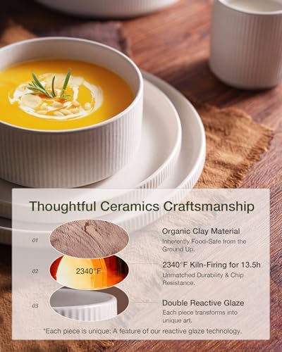 Famiware Star Dinnerware Sets with Mugs, Ceramic Plates and Bowls Set for 6 - Image 6