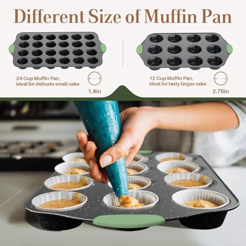 11-Piece Nonstick Bakeware Set, Stackable Baking Pans, Dark Green&Black - Image 3