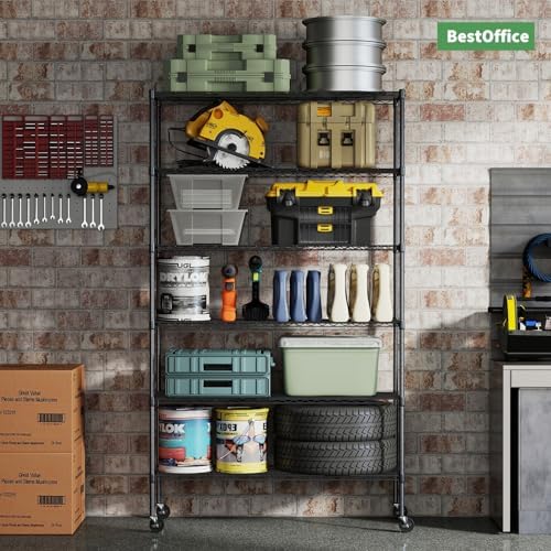 BestOffice | 6-Tier Wire Shelf | 18" x 45" x 82" | Black - Image 2