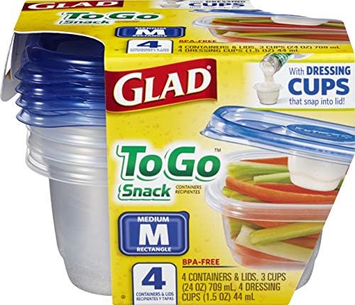 Glad GladWare To-Go Medium Rectangle Snack Containers, 24 Oz, 4 Count, 6-Pk - Image 6