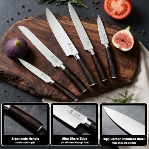 imarku 18-Piece Gyutou High-Carbon Stainless Steel Knife Set with Block - Image 5