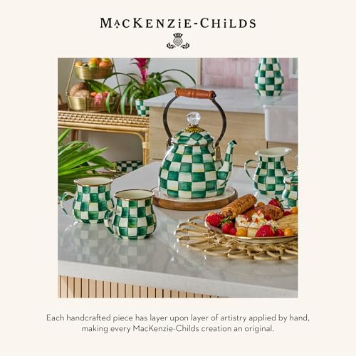 MACKENZIE-CHILDS Enamel Mug, Cute Enamelware Tea or Coffee Mug, 16 Ounces, Green-and-White Emerald Check (Pack of 2) - Image 6