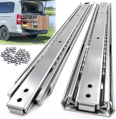 Thickened 200Lbs Heavy Duty Drawer Slides 1 Pair 26 Full Extension Ball Bearing Sliding Rails Kitchen Cabinet RV Runners Shelf Tool Box Tracks Glides (1/2" Thick, 26" L) by VITERLYNX
