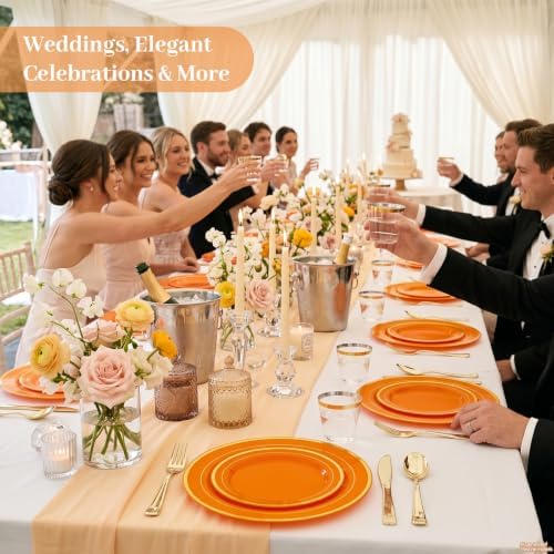 DaYammi 350PCS Orange Plastic Dinnerware Set for 50 Guests - Image 5
