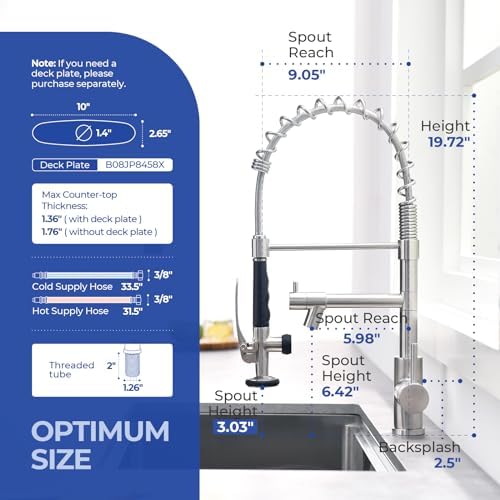WEWE Pull-Down Kitchen Faucet, Pot Filler, Brushed Nickel, Bar Sinks - Image 6