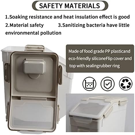 Large Flour Storage Container Bin 25lb, 2Pack Airtight Rice Storage Containers with Wheels Seal Locking Lid, BPA Free with Measuring Cup&Scoop for Flour, Rice, Grain(Gray) - Image 5