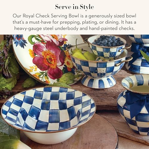 MACKENZIE-CHILDS Enamel Serving Bowl, Serveware and Kitchen Decor, 40-Ounce Capacity, Blue-and-White Royal Check - Image 2