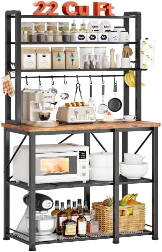 YASONIC Coffee Bar, Bakers Rack with Storage, 34.7 Inches Microwave Stand by YASONIC