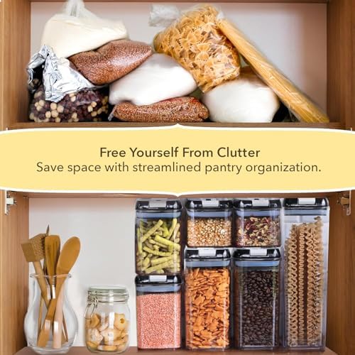 Simply Gourmet Airtight Food Storage Containers with Lids – 14 Piece Assorted Size Kitchen Pantry Organization Set, BPA-Free Clear Plastic, Stackable Containers for Cereal, Flour, Sugar, Rice, Snacks - Image 3