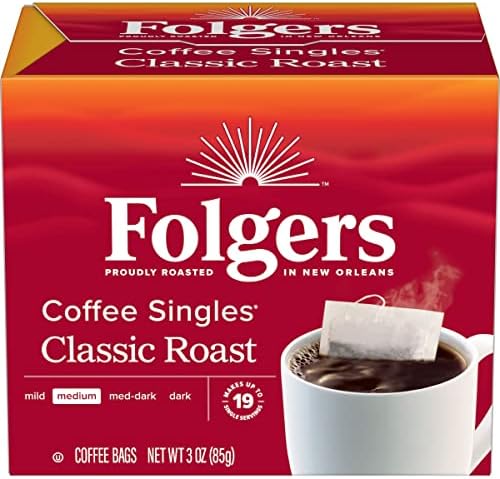 Folgers Classic Roast Instant Coffee Singles, Medium Roast, 19 Count by Folgers