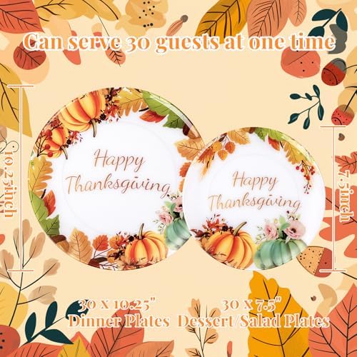 60PCS Thanksgiving Plastic Plates - Heavy Duty Fall Plastic Plate - Image 3