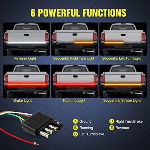 Nilight Truck Tailgate Light Strip 48" Triple Row 360 LED Running Light Bar - Image 2