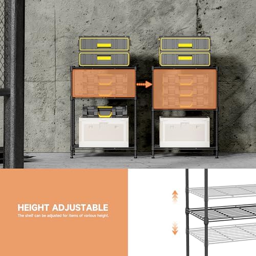 IZEUK 3 Tier Shelf, Heavy Duty Steel Wire Shelving Unit for Home, Kitchen, Laundry Room Organization, Office Storage Rack (17.7" W x 11.8" D x 26.3" H, 450LBS, Grey) - Image 4