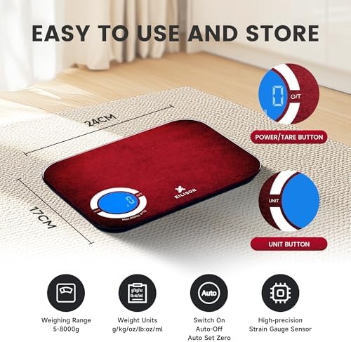 EILISON Smart Kitchen Food Scale,Bluetooth,8000g Cap,Nutrition Calculator - Image 6