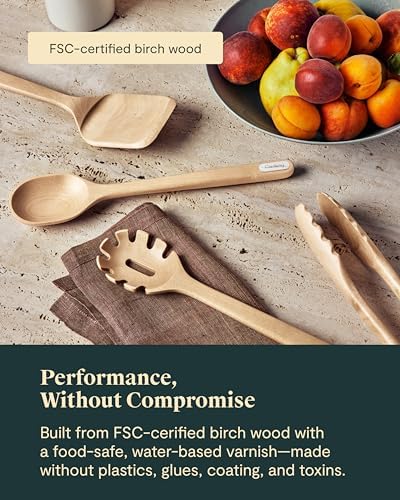 Caraway 9-Piece Wooden Kitchen Utensils Set for Cooking - Image 4