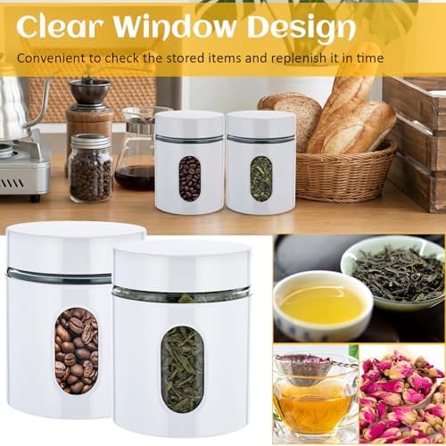 Mimorou 6 Pack 20 oz Airtight Stainless Steel Kitchen Canisters, White - Image 4