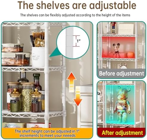 Golpart 6Tier Adjustable Storage Shelves Metal Wire Shelving Standing Shelf - Image 4