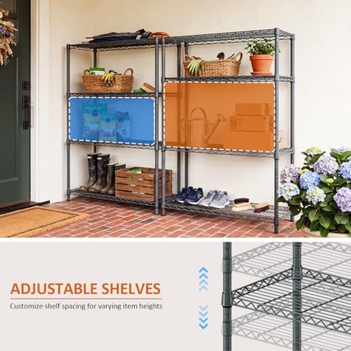 IZEUK Heavy Duty 4-Tier Chrome Metal Rolling Shelving Unit for Storage - Image 5