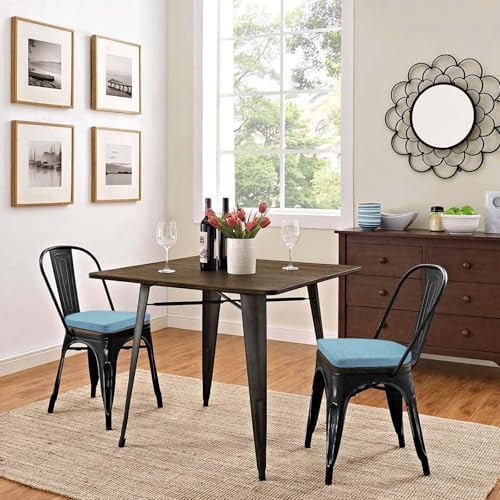 BUYUE Friendly Woven Fabric 14x14 Magnetic Cushion for Metal Chair 1 Piece, Enhanced Anti-Slip Seat Pad for Dining Kitchen Café Stackable Chair (U-Shape, Light Blue, 1 Count) - Image 3