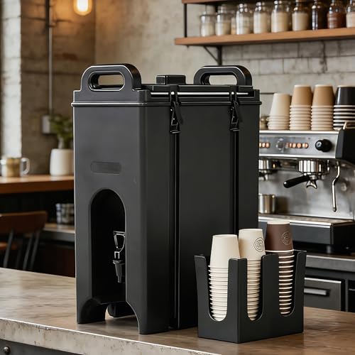 Insulated Beverage Dispenser 5 Gallon, Food-grade LLDPE Hot and Cold Beverage Server, Thermal Drink Dispenser with Two-Stage Faucet Handle for Restaurant, Included Cup Holder by Fnova