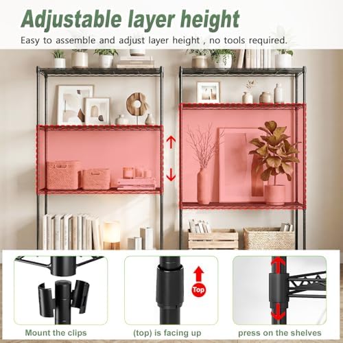BestOffice | 4-Tier Wire Shelf | 35" x 13.4" x 53.7" | Black - Image 4