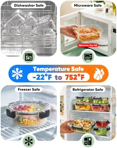 BiuLeon 40 PCS Glass Food Storage Containers with Lids, BPA-Free - Image 4
