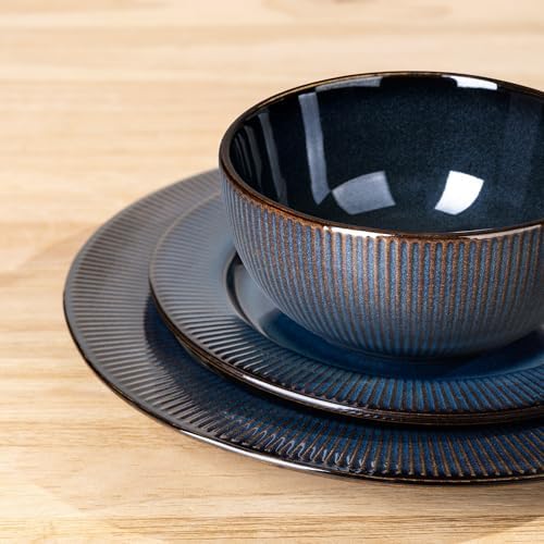 GBHOME Ceramic Dinnerware Sets of 4,12 pcs Plates and Bowls Sets Dishes - Image 3