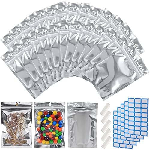 600-Pack Reclosable Small Mylar Bags for Food Storage 4" x 6" Stand Up Pouch Bags Bulk Resealable Smell Proof Aluminum Silver Foil Bags with Clear Window Kitchen Storage Edible Packaging by Circloophs