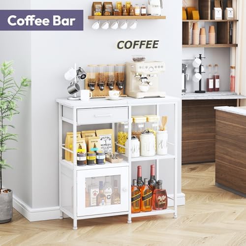 SWTYMIKI Coffee Bar Cabinet for Home - Farmhouse Coffee Stand Station Multi-Purpose Buffet Sideboard Cabinet - Kitchen Bar Table for Living Room, Corner, Small Space, White - Image 4