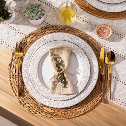 GBHOME Ceramic Dinnerware Sets of 6,18 pcs Plates and Bowls Sets Dishes - Image 2
