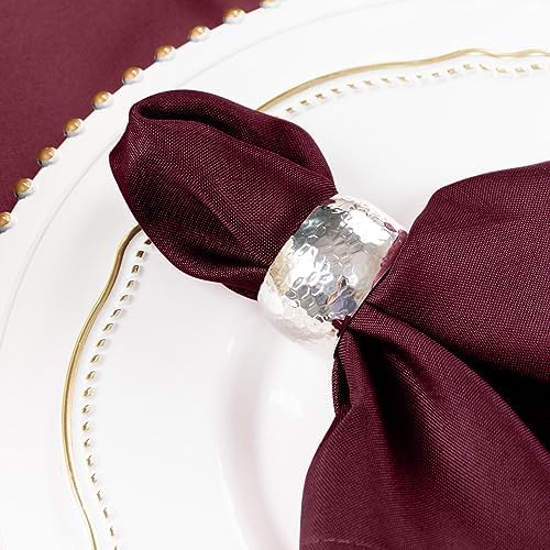 25 pcs 17-Inch Burgundy Polyester Table Napkins Reusable Washable Wedding Party Dinner Linens Tableware Supplies - Image 4