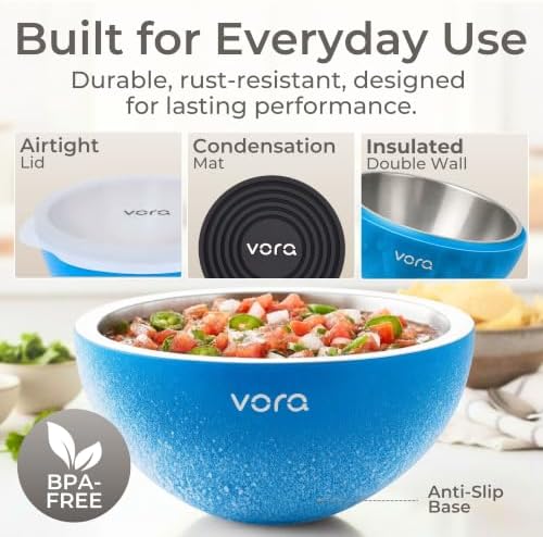 70oz Blue Stainless Steel Dip Chiller Bowl with Lid (2 Pack) - Image 3