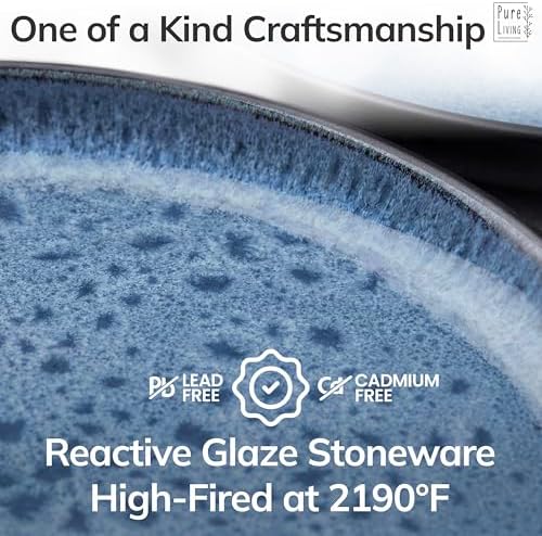 24 Piece Stoneware Dinnerware Set for 8, Handcrafted Plates and Bowls Set - Image 5