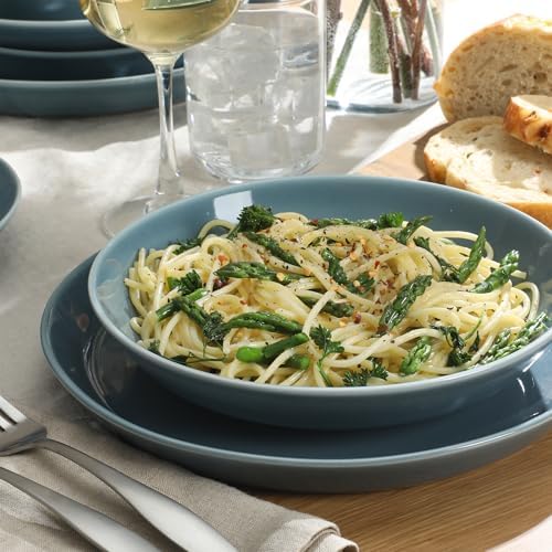 Gibson Home Summer Shades 16 Piece Plates and Bowls Dishes Service for 4 Porcelain Dinnerware Set - Blue - Image 5