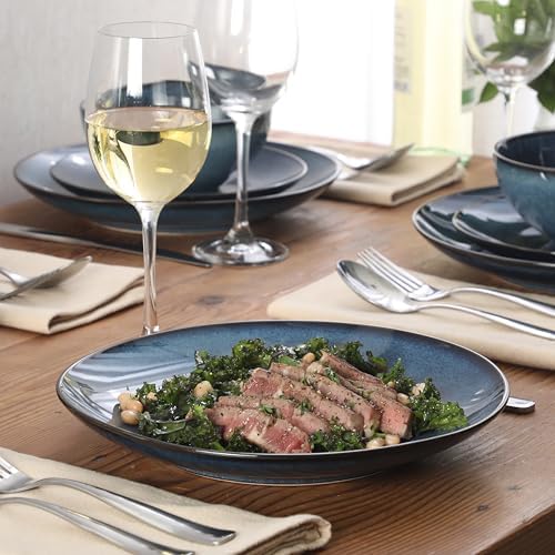 Gibson Elite Castle Peak Plates and Bowls Set, 12-Piece Dinnerware Set, Blue Reactive Glaze Stoneware Dishes, Dinner Plates, Salad Plates & Cereal Bowls - Image 2