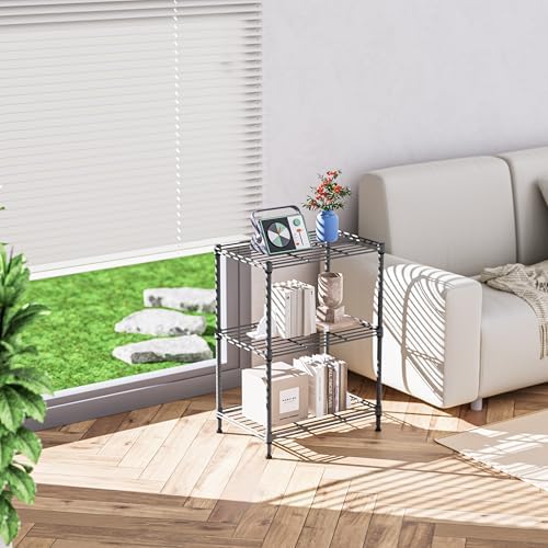IZEUK 3 Tier Shelf, Heavy Duty Steel Wire Shelving Unit for Home, Kitchen, Laundry Room Organization, Office Storage Rack (17.7" W x 11.8" D x 26.3" H, 450LBS, Grey) - Image 2