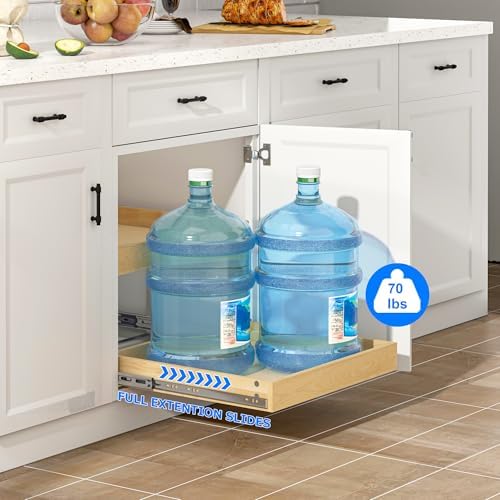 WelFurGeer 2-Tier Pull Out Cabinet Organizer with Soft Close Slides, Heavy-Duty Pull Out Drawers for Cabinets, Slide Out Shelf for Kitchen, Bathroom, Pantry & Under Sink, Solid Birch Wood - Image 6
