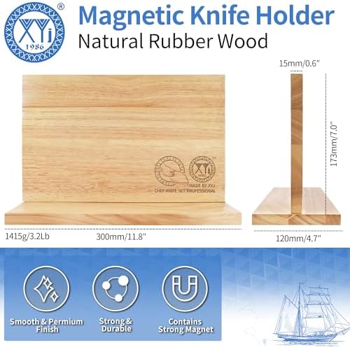 XYJ Magnetic Knife Block, Double Side Kitchen Knife Holder, Natural Wood - Image 2
