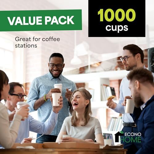 EconoHome 10 oz 1000 Pack Disposable Coffee Paper Cups - Paper Cups for Hot and Cold Drinks, Tea, Water, and Juice - Image 2