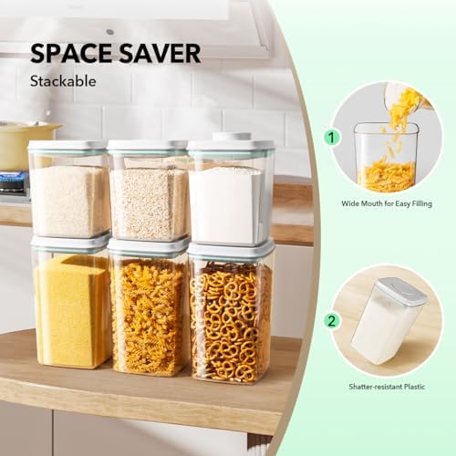 Ankou Food Storage Container Sets, 2.8 Qt + 4.2 Qt Airtight Canisters with Lids and 130ml Scoop, BPA-Free Plastic Pantry Containers for Flour, Sugar, Rice - Image 4