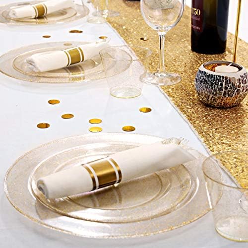 DaYammi 350PCS Gold Glitter Plastic Dinnerware Set for 50 Guests - Image 4
